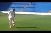 A lonely Javier Hernandez kicks a ball about in an empty Santiago Bernabeu