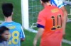 Weligton grabs Leo Messi aggressively around the chops