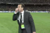 Brazil coach Dunga makes what looks like a cocaine gesture at Argentina bench