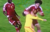 Ouch!! Joe Allen almost gets his head taken off by Fellaini elbow