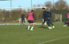 Skills – Mousa Dembele nutmegs Andros Townsend during Spurs training