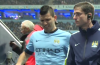 Teary eyed Sergio Aguero limps down the tunnel after injury vs Everton