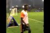 Paul Pogba practicing scoring goals from behind the goal during Juventus training