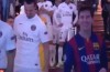 Old Barca pals Messi, Zlatan and Thiago Motta share a joke in the tunnel before kick off