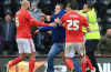 Idiot Derby County fan invades pitch and attacks Nottingham Forest’s Kelvin Wilson