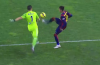 Neymar booked for robbing the ball from Real Sociedad keeper