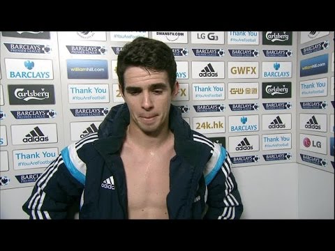 A bare chested and slightly nervous Oscar says Chelsea 5-0 win their best so far this season