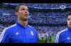 Cristiano Ronaldo sings along to the Champions League anthem