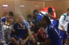 Champagne bottles pop as Chelsea celebrate league title win in the dressing room