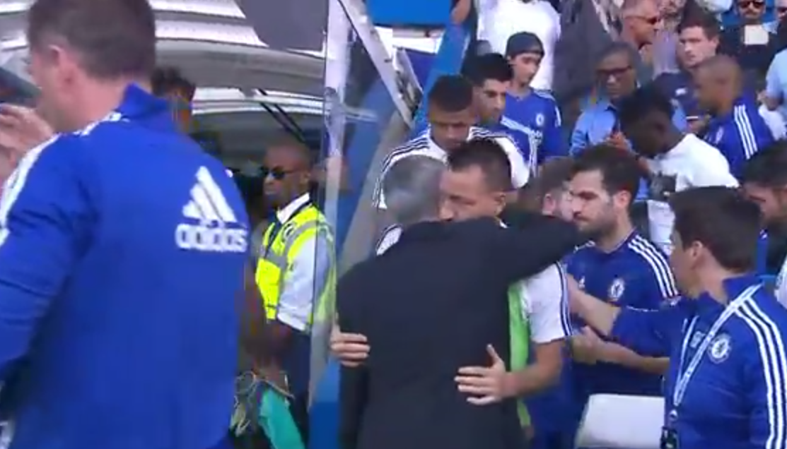 Jose Mourinho gives John Terry a consolation cuddle at full time