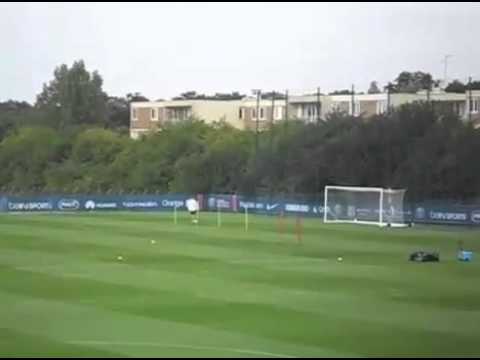 A lonely looking Laurent Blanc takes on cross bar Challenge