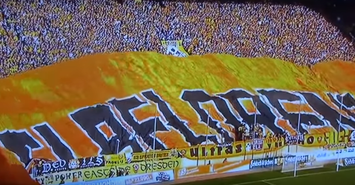 3rd division German club Dresden get carried away with gigantic full stadium tifo