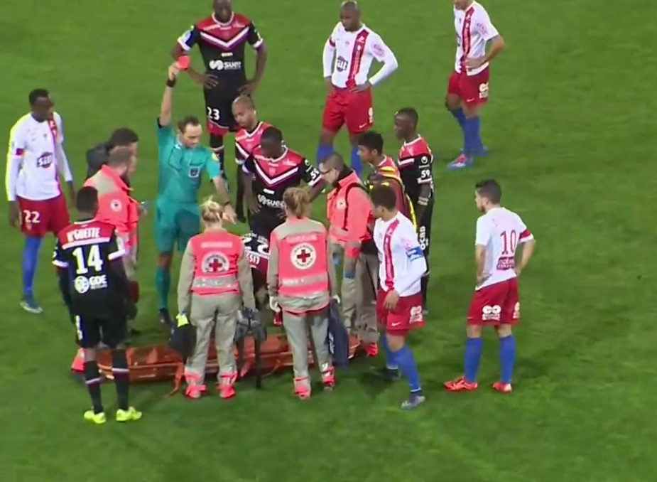 Saliou Ciss flips stretcher in all mighty strop after being sent off for Valenciennes