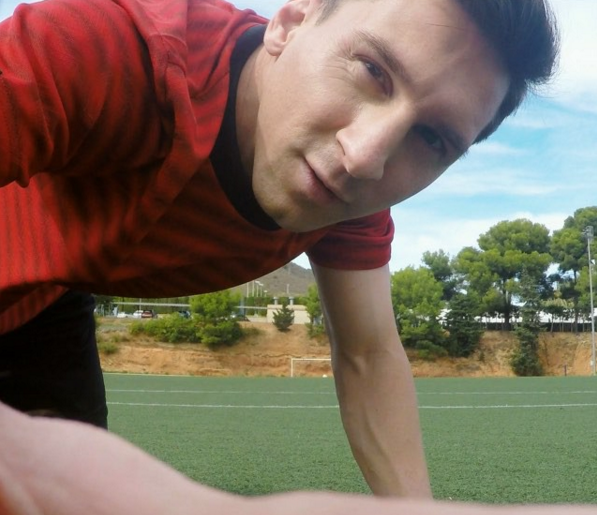 Lionel Messi takes out camera from 50-yards during target practice