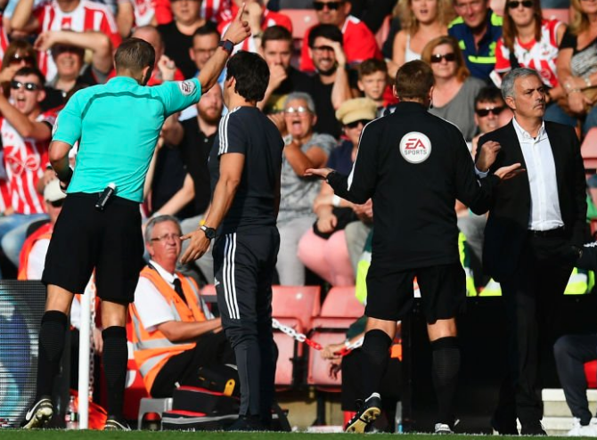 Mourinho insists on shaking hands with everyone inside stadium after being sent off